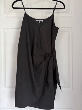 Naked Zebra Black Tie-Waist Slip Dress